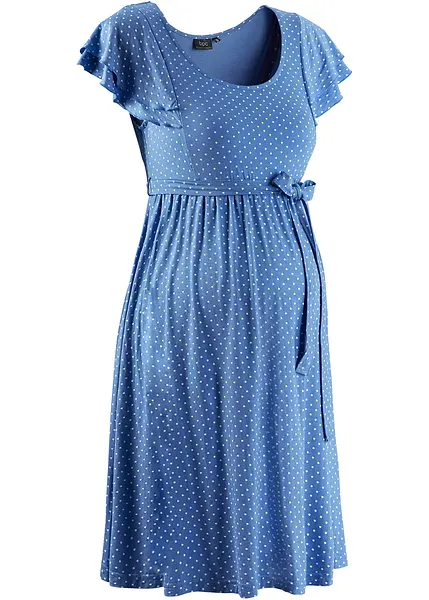 Robe de grossesse a pois avec lien a nouer bleu ciel a pois