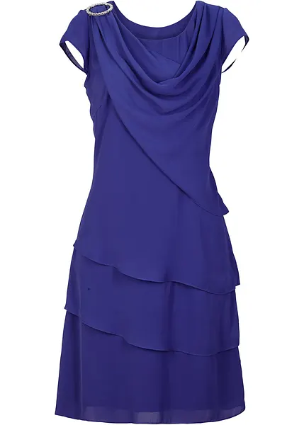 Robe elegante a col benitier bleu saphir