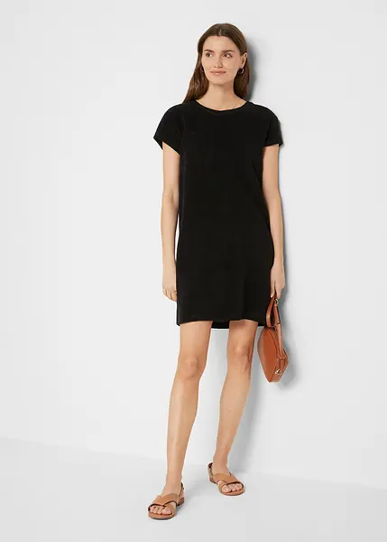 Robe en tissu éponge à manches courtes noir