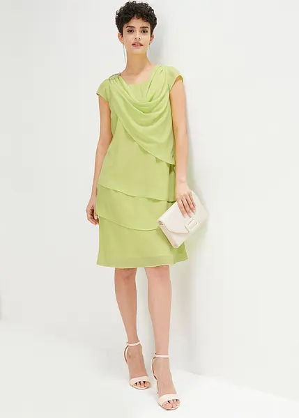 Robe elegante a col benitier vert menthe