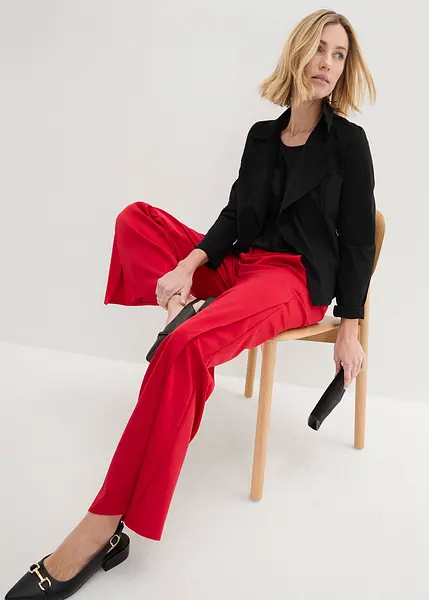 Pantalon palazzo a fente rouge classique