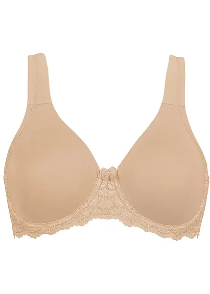 Soutien-gorge sans coutures orné de dentelle florale poudré, C
