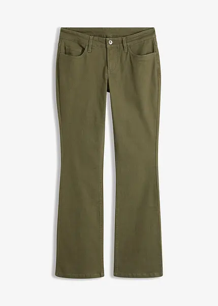 Pantalon en twill evase vert argile petite