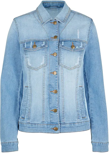 Veste en jean à empiècement latéral côtelé