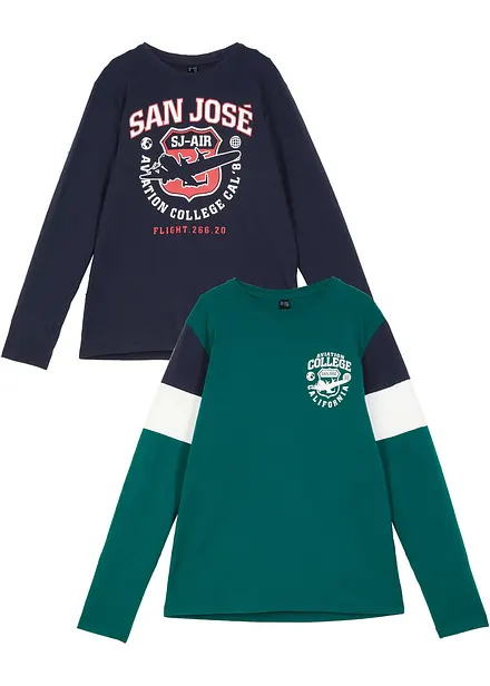 Lot de 2 T-shirts manches longues 100% coton