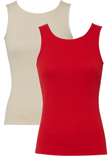 Lot de 2 tops côtelés 100% coton
