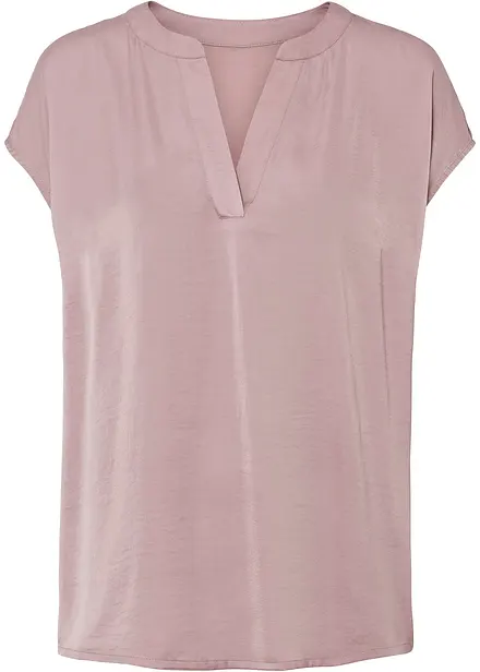 Blouse manches courtes ample en satin avec épaules descendues