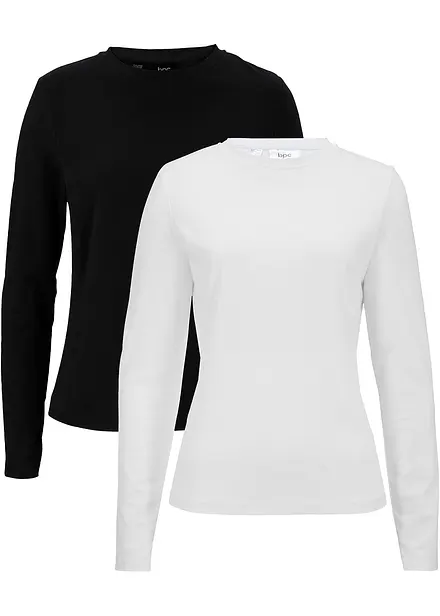 Lot de 2 T-shirts manches longues en coton extensible