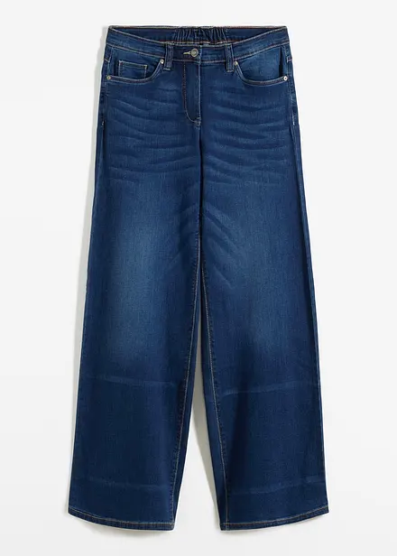 Jean large à taille mi-haute élastiquée