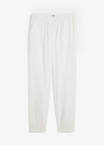 Pantalon en coton et lin, taille haute