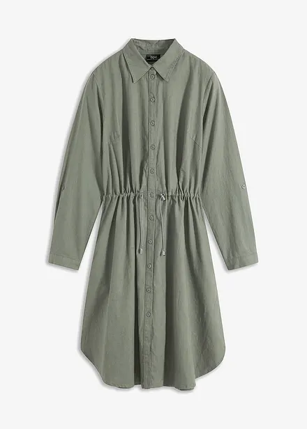 Robe-chemise en lin et coton