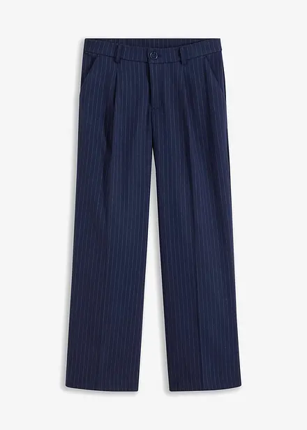 Pantalon large à pinces et fines rayures