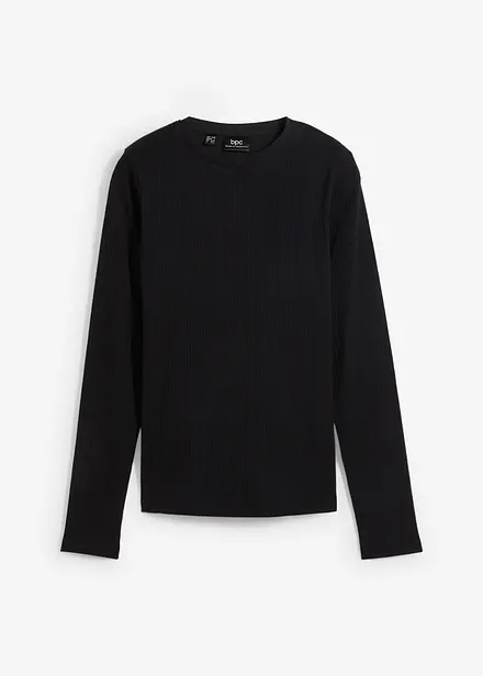 T-shirt côtelé manches longues 100 % coton