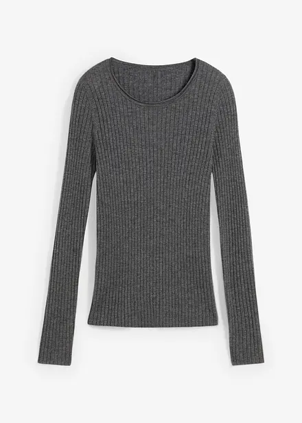 Pull côtelé en laine mérinos