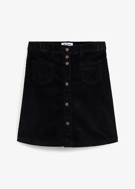 Jupe boutonnée en velours côtelé stretch