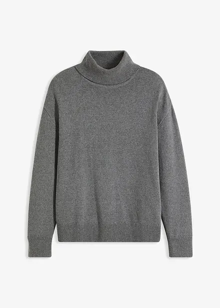 Pull col roulé en coton recyclé majoritaire, Loose Fit