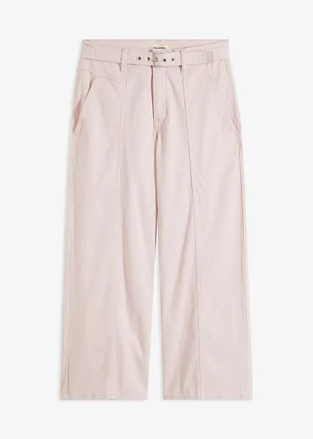 Jupe-culotte en twill extensible, avec ceinture