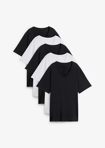 Lot de 5 T-shirts longs et amples à col V