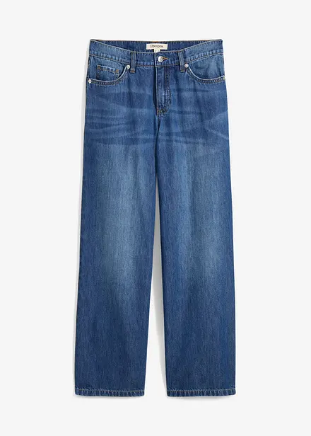 Jean baggy, taille mi-haute, doux, raccourci