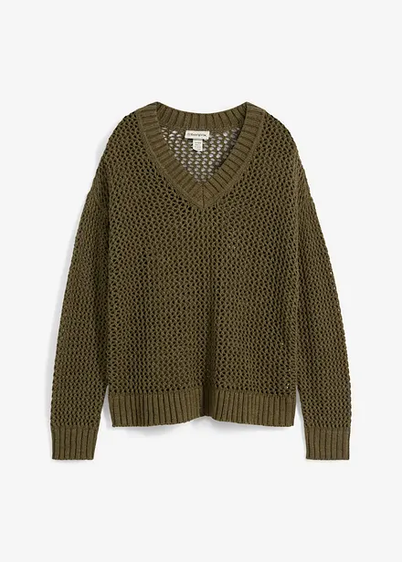Pull ajouré en lin mélangé
