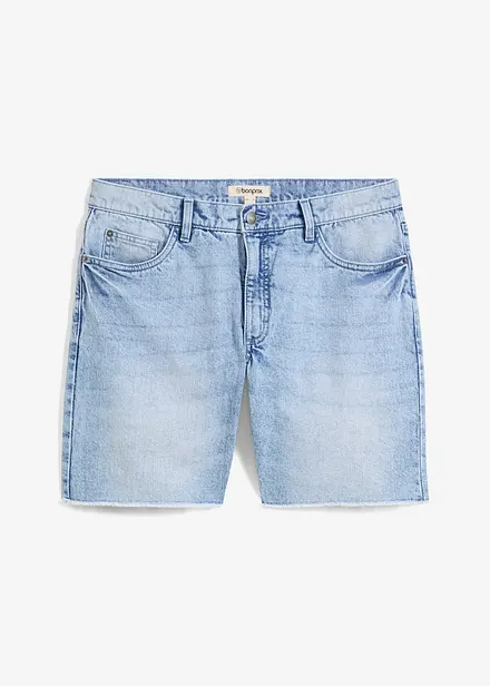 Bermuda en jean extensible à finitions effilochées, loose