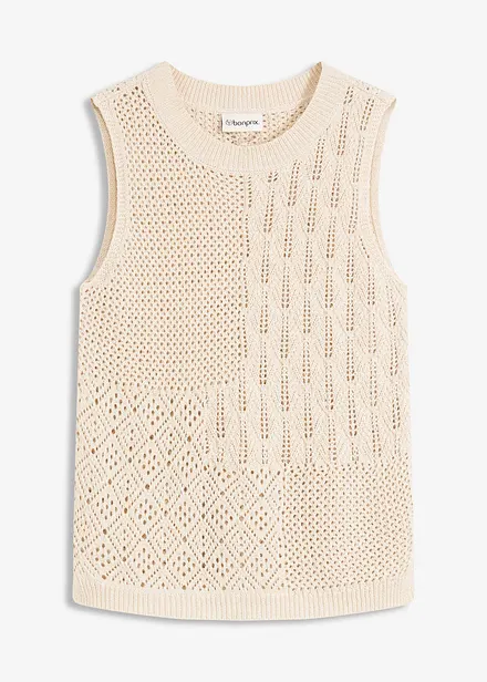 Top en maille ajourée avec fibres métallisées