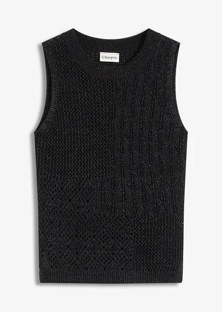 Top en maille ajourée avec fibres métallisées