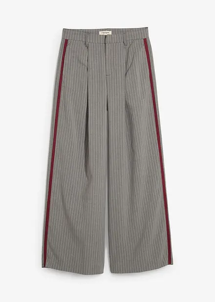Pantalon à pinces et galon contrastant