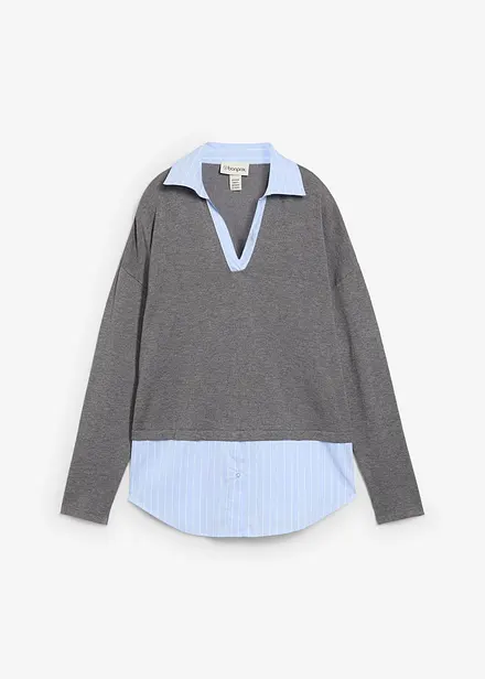 Pull en fine maille empiècement chemisier