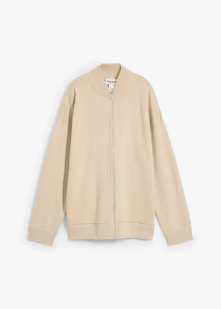 Gilet en maille oversize, coton et laine mérinos
