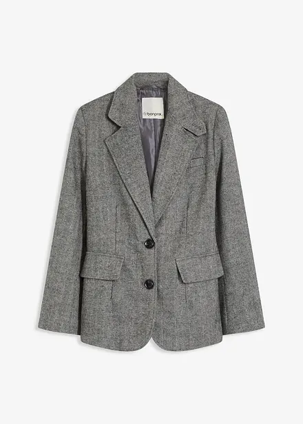 Blazer motif chevrons en laine mélangée