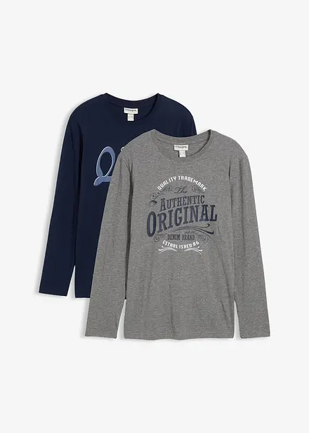 Lot de 2 T-shirts manches longues 100% coton