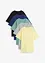 Lot de 5 T-shirts longs et amples à col V, bonprix