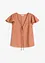 Blouse légèrement brillante à mancherons volantés, bonprix