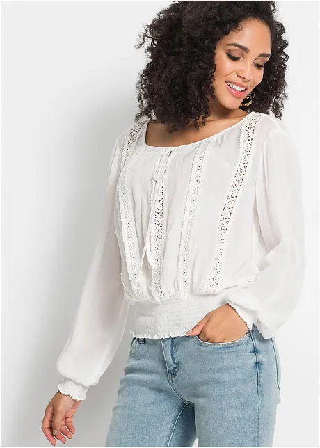 Blouse avec dentelle au crochet, bonprix