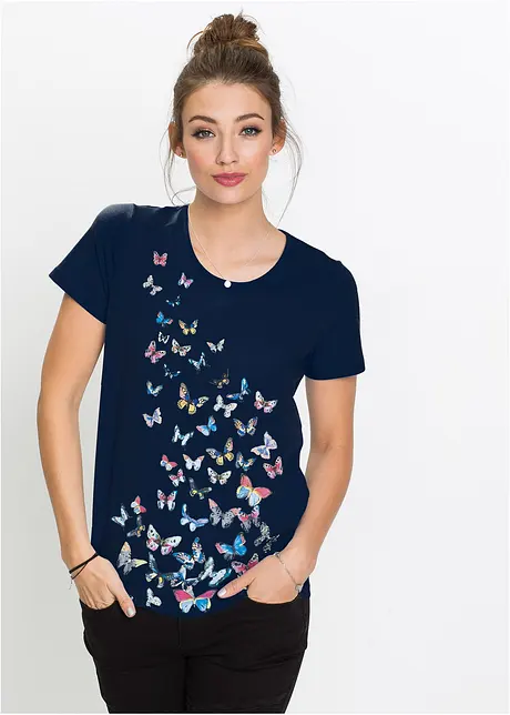 T-shirt à imprimé papillon, bonprix