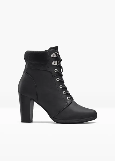 Bottines a lacets feminines et mode avec talon entonnoir noir