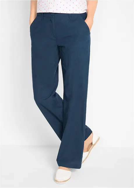 Pantalon en lin majoritaire avec taille élastiquée, bonprix