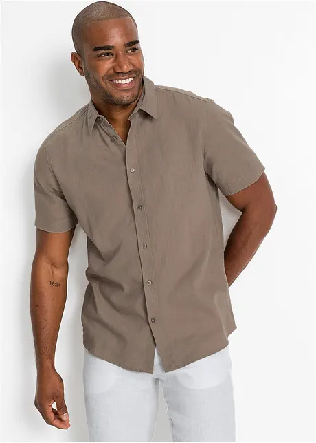 Chemise manches courtes en lin mélangé, bonprix