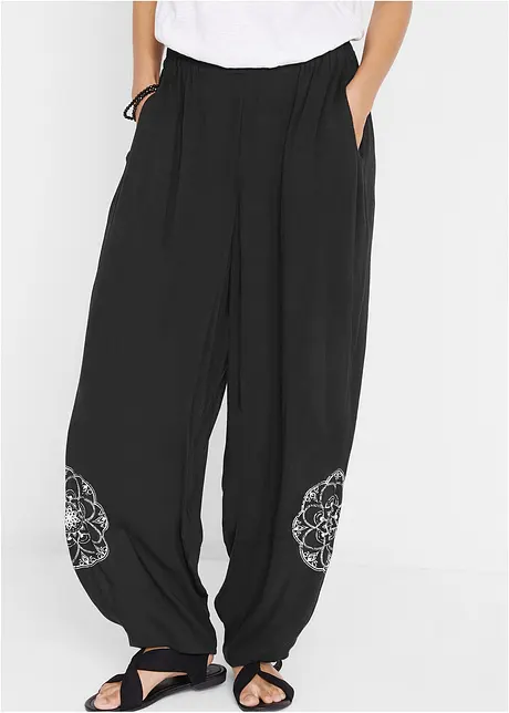 Pantalon extra large à imprimé latéral avec taille confortable, bonprix