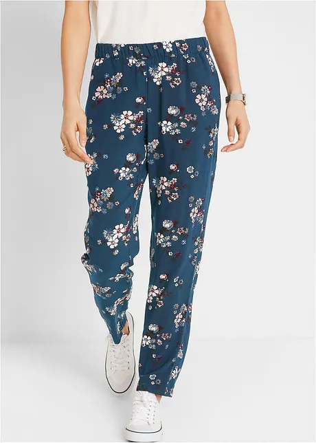 Pantalon à enfiler en viscose avec taille confortable et large au niveau des cuisses, bonprix