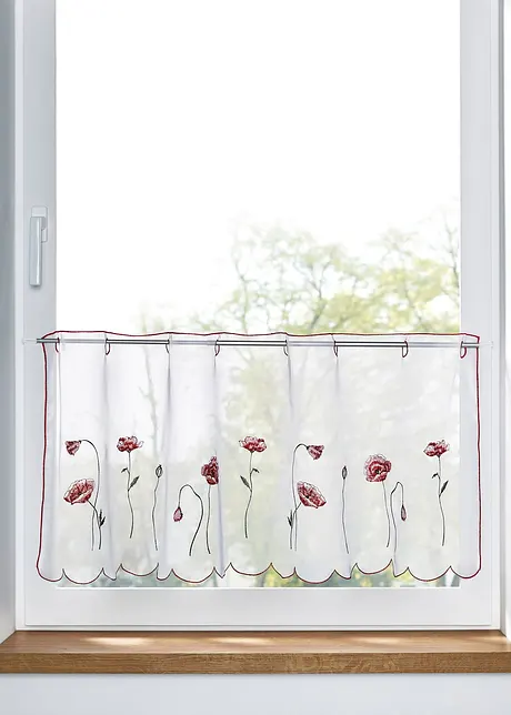 Brise-bise transparent à broderies florales, bonprix