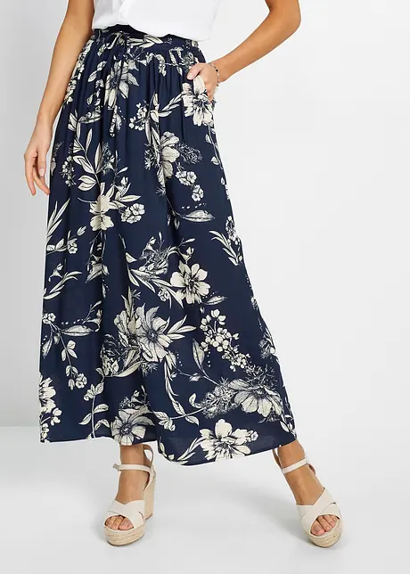Jupe longue en viscose avec taille élastique et lien à nouer, bonprix