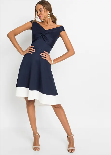 Robe à col Bardot et détail nœud, bonprix
