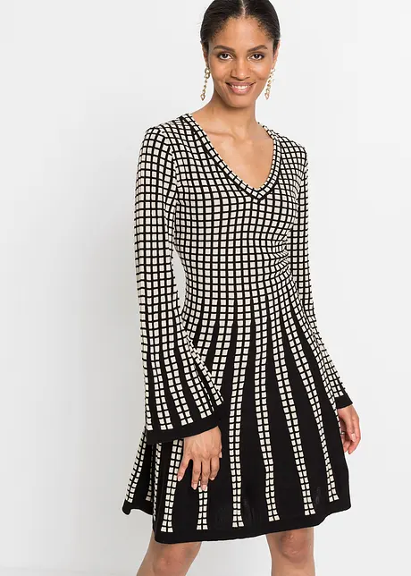 Robe en maille  avec jupe à effet plissé, bonprix