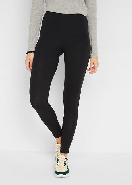 Deux leggings confortables avec coton et taille lastiqu e noir