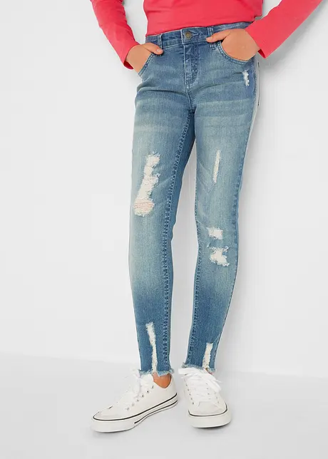 Jean skinny fille avec effet usé, bonprix