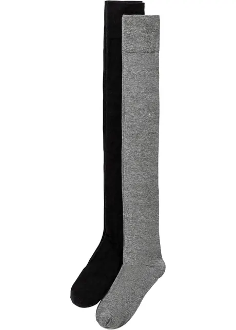 Lot de 2 paires de chaussettes jambières en coton majoritaire, bonprix