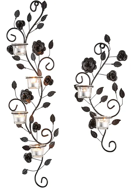 Bougeoir mural avec arabesque de roses (Ens. 2 pces.), bpc living bonprix collection