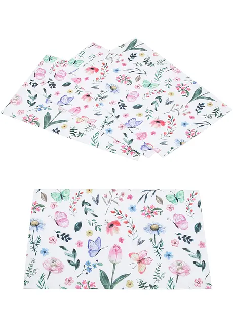 Lot de 4 sets de table avec imprimé fleurs, bonprix